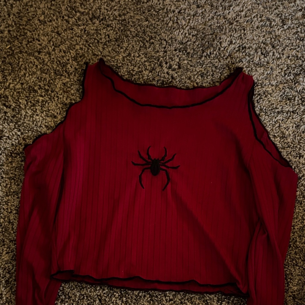 Red Spider Embroidered Women's Top